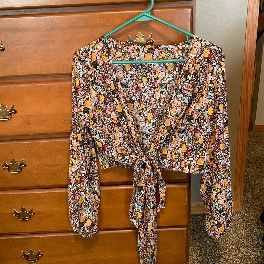 Floral wrap crop top